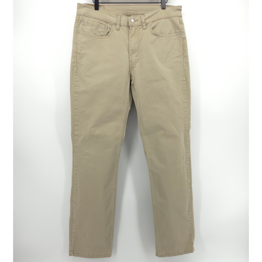 Levi's 514 Men Straight Fit Pants 34x34 Khaki Tan Casual Stretch Chino